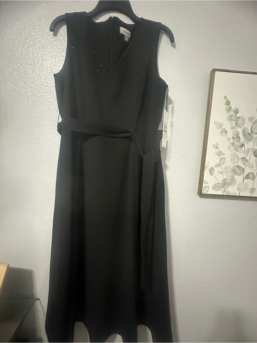 Calvin Klein Black Sleeveless Wrap-Style Midi Dress